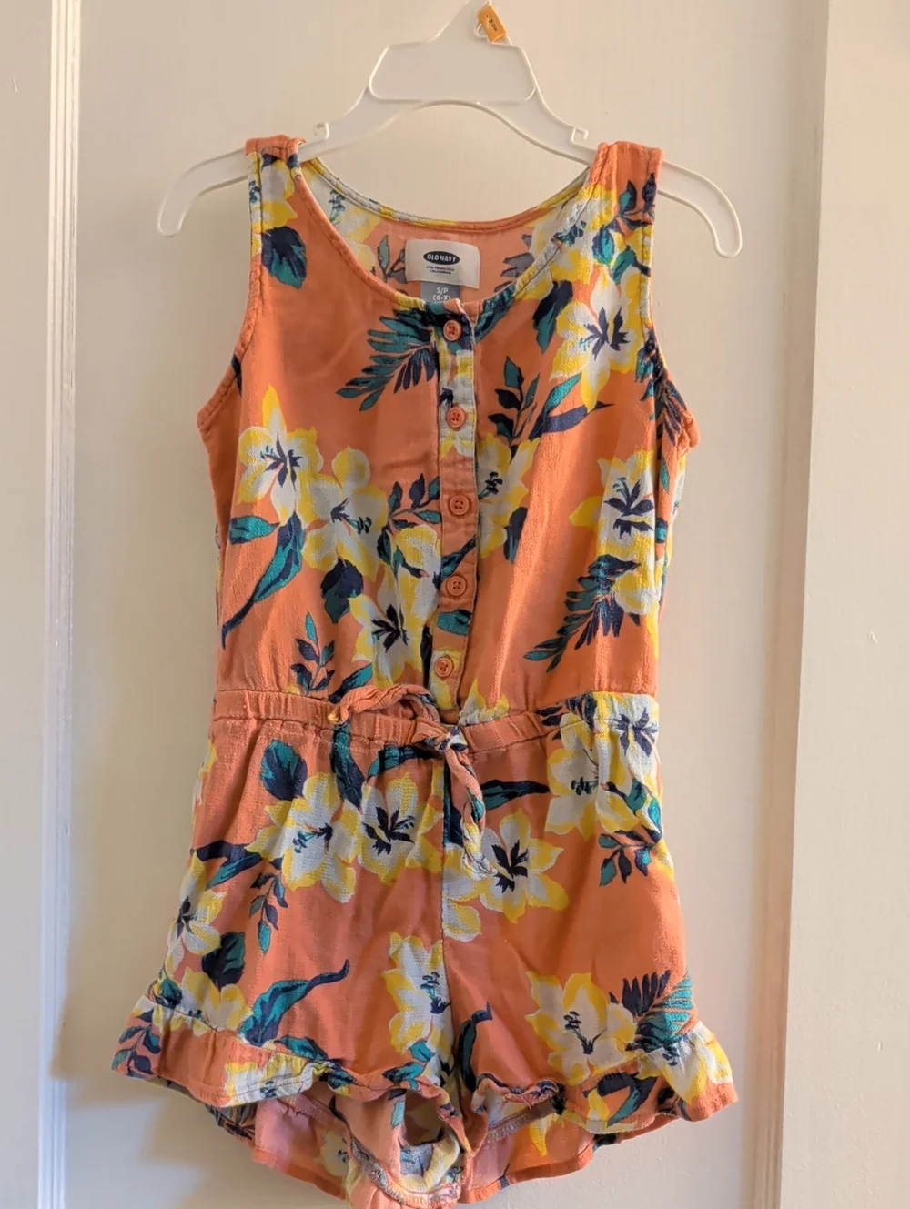 Old Navy Peach Floral Sleeveless Romper Shorts